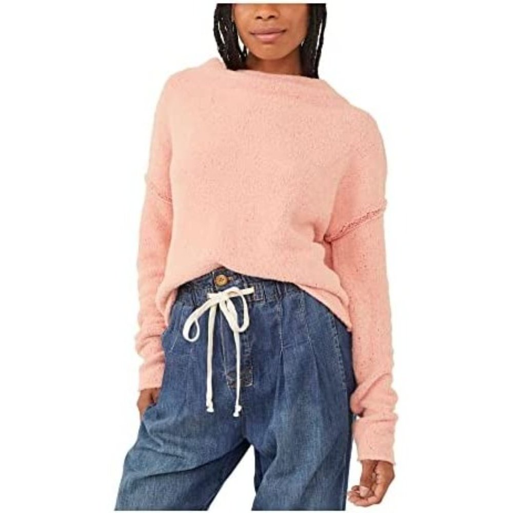FREE PEOPLE San Vincent Funnel Neck Sweater - Cherry Peach NWT - Picture 2 of 4